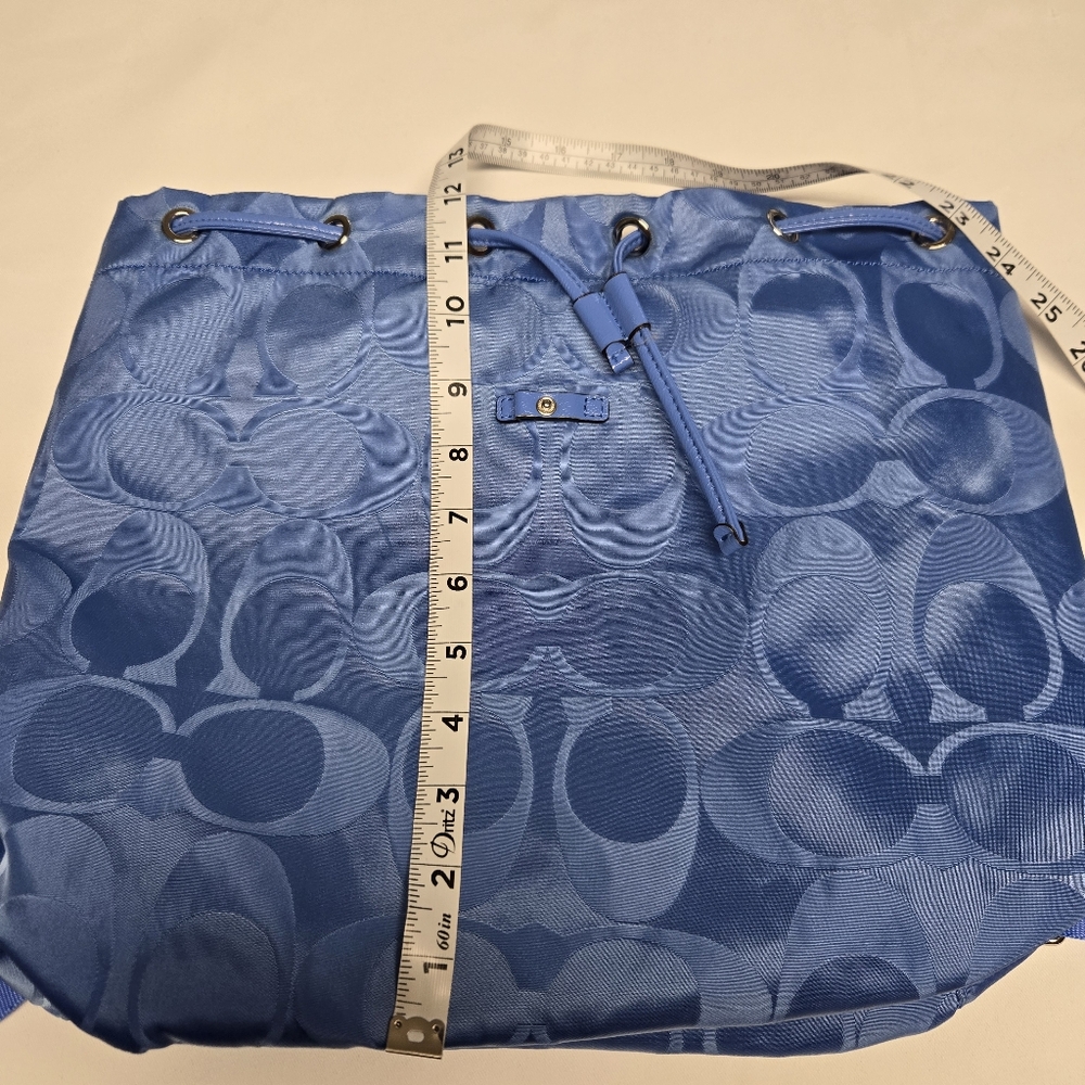 Coach Light Blue Signature Nylon Drawstring Backpack - Picture 11 of 16